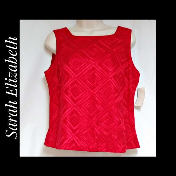 Sarah Elizabeth Red Embroidered Tank Top NWT's